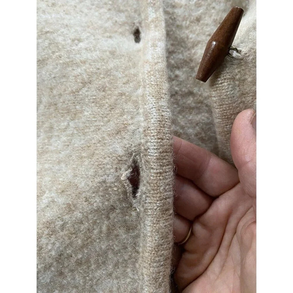 Vintage Russ Women's Wool Sweater Sz S Neutral Wood Buttons Cardigan Minimalist - Picture 14 of 15